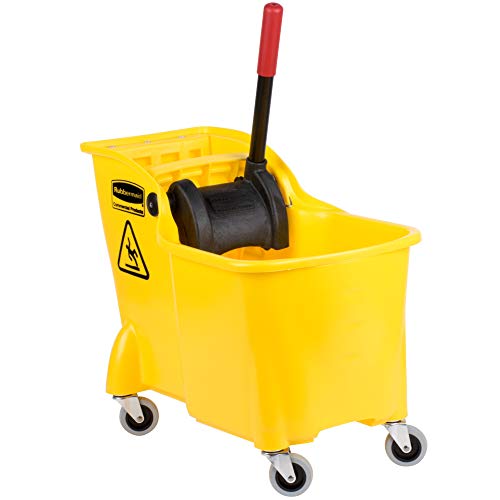 31 QT Tandem Mop Bucket and Wringer Combo on Wheels, Yellow M495