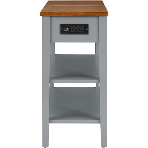 Side Table with Charging Post and USB Port, Gray A883