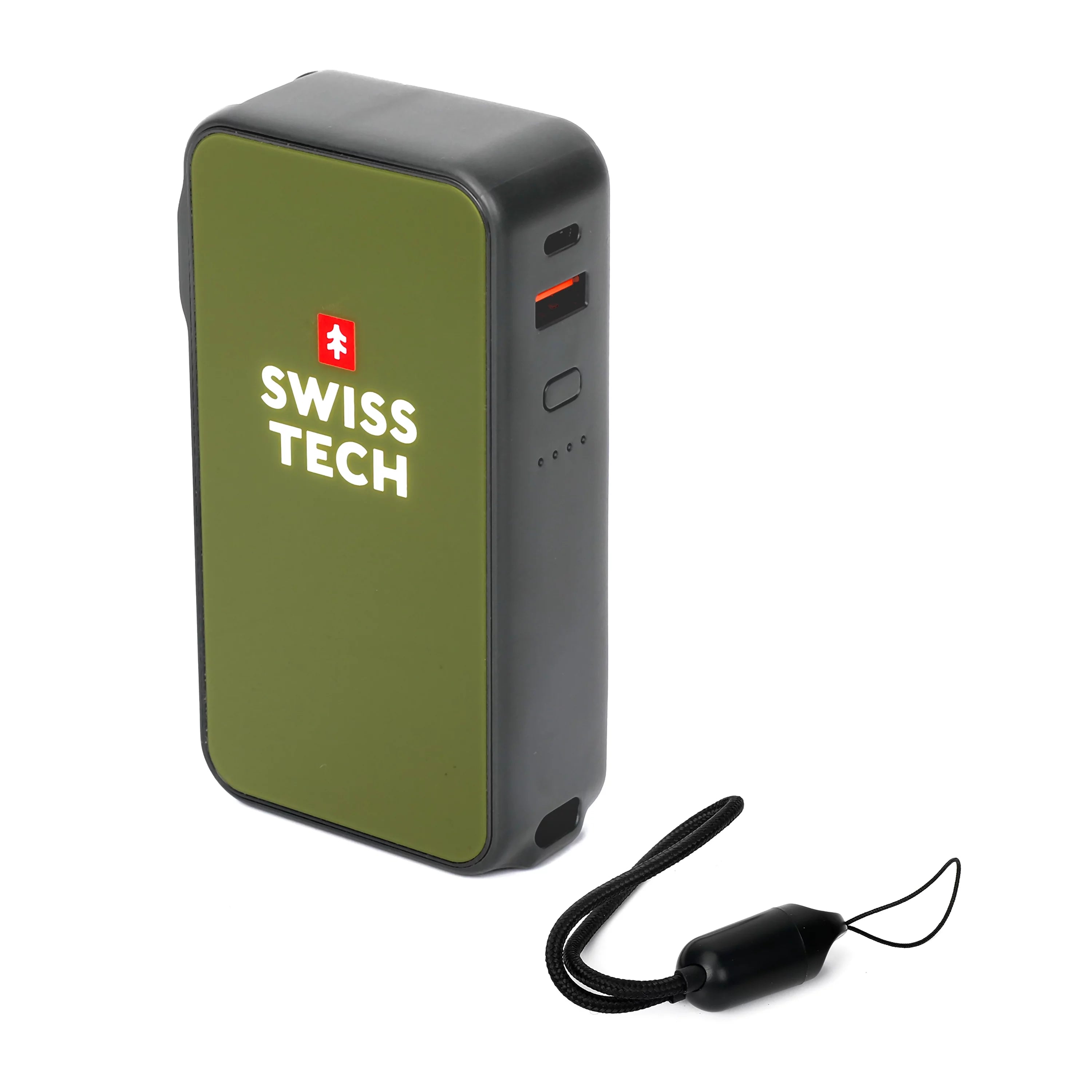 10000 mAh Portable Power Bank with 20W Fast Charge and Built-in Lanyard Charging Cord D752