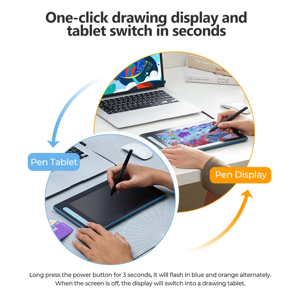 Graphics Tablet with Screen, 8192 Pressure Stylus for Digital Painting W7534