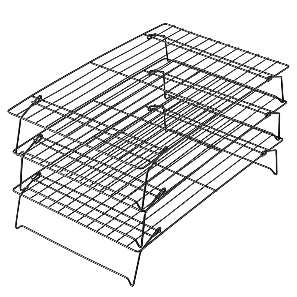 3-Tier Stackable Cooling Rack with Folding Legs, Stainless Steel, 15"x10" Z725693