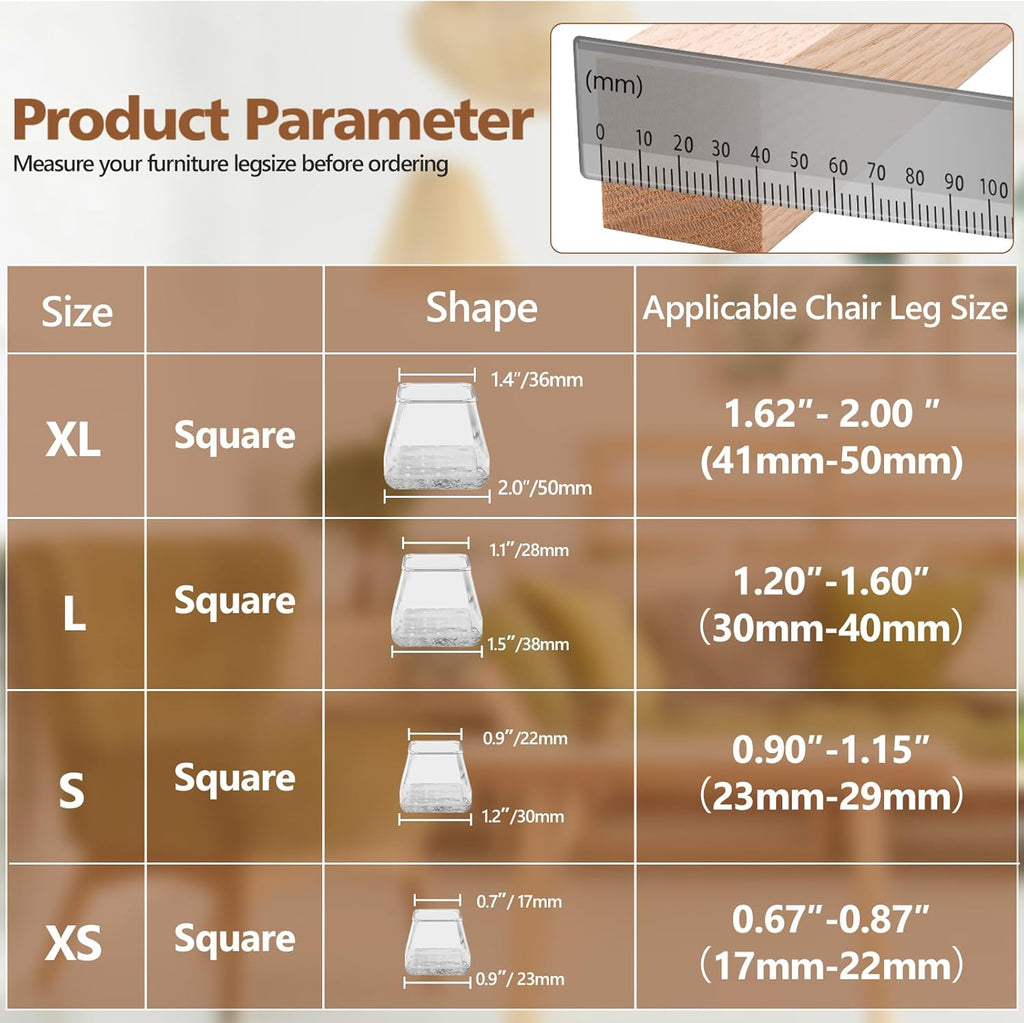 Chair Leg Floor Protectors for Hardwood Floors, Felt Furniture Pads, Silicone Caps O563062