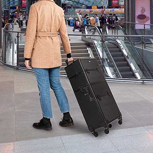 Rolling Makeup Train Case with Removable Wheels, Black N87298