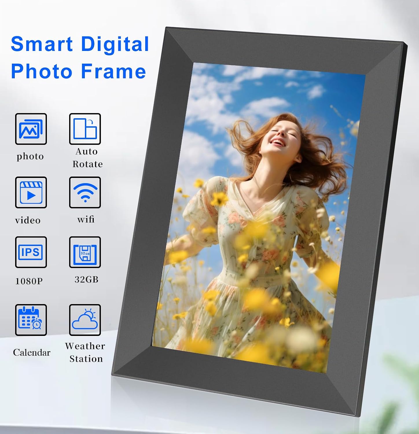 10.1 Inch WiFi Digital Picture Frame with 32GB Storage and Touch Screen M69337