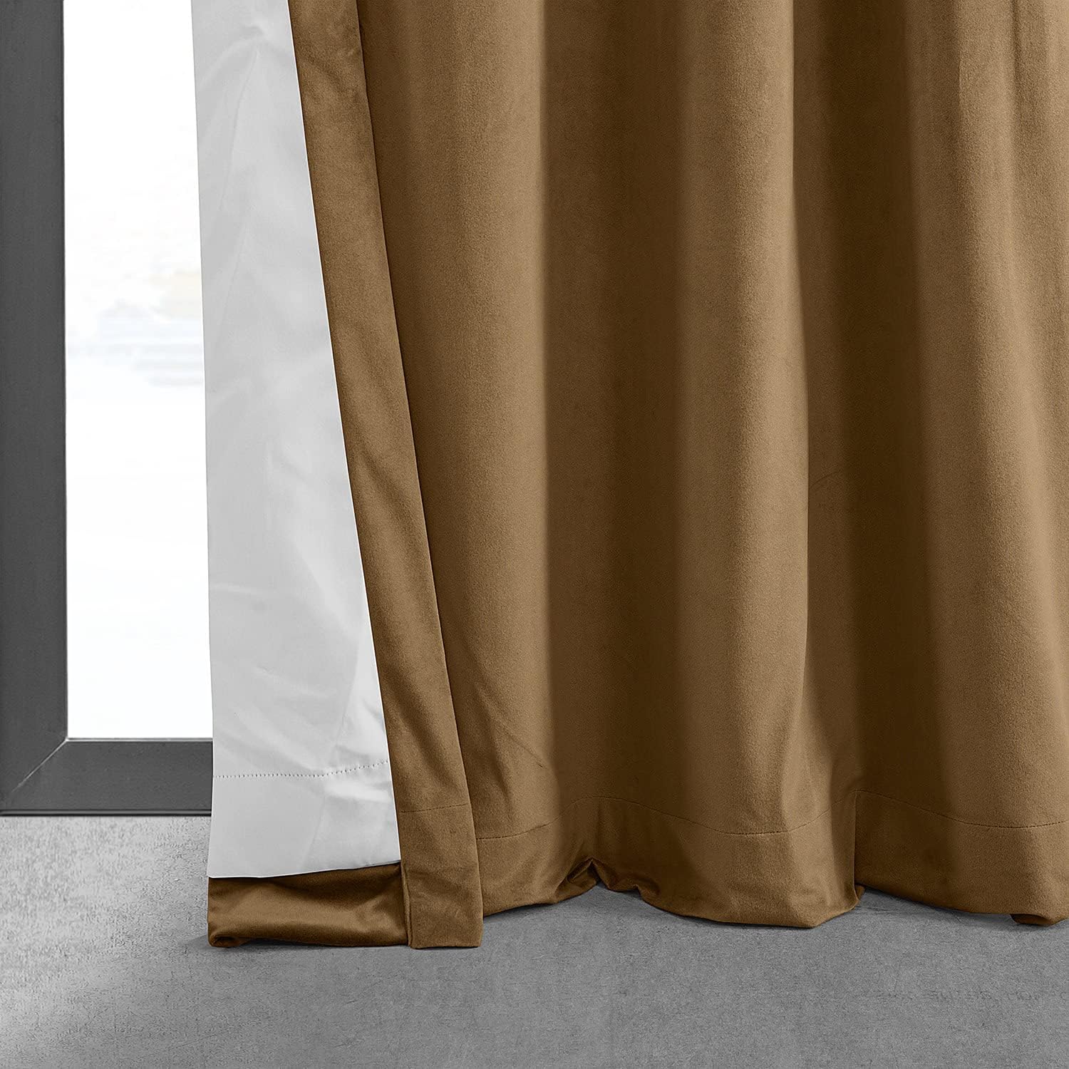 Grommet Blackout Velvet Curtains for Living Room, 50 x 96, Amber Gold U82961