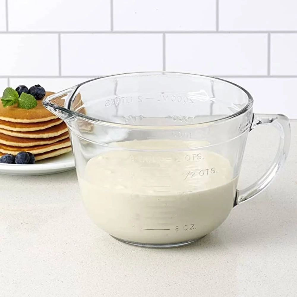 Glass Batter Bowl with Blue Lid, 2 Quart X165198