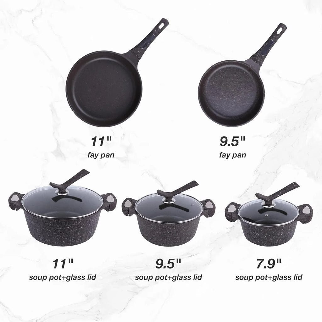 Nonstick Cookware Set 8 Piece, Dishwasher Safe, Black B4303