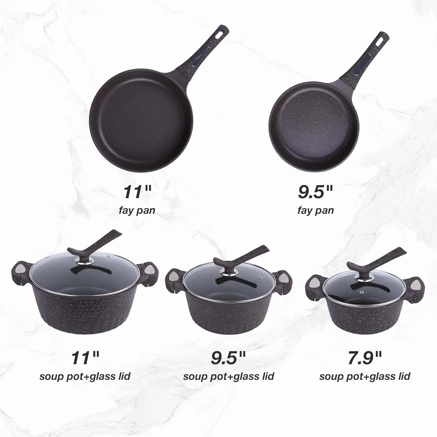 Nonstick Cookware Set 8 Piece, Dishwasher Safe, Black B4303