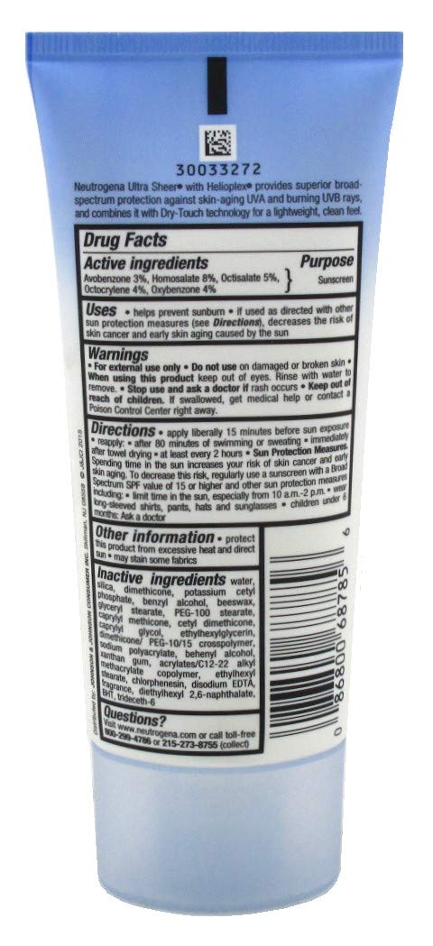 Ultra Sheer SPF 30 Dry Touch Sunscreen Lotion 3 oz (88ml) 2-Pack O691