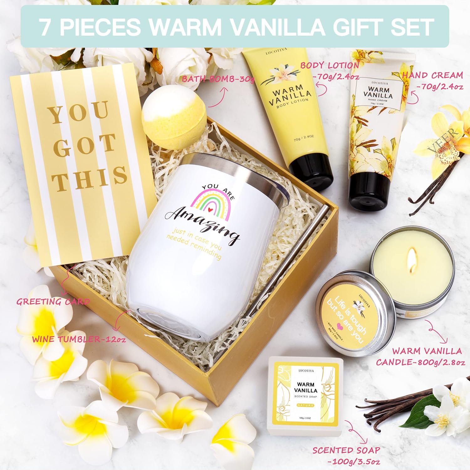 Relaxing Spa Gift Basket with Warm Vanilla Bath and Body Set A612864