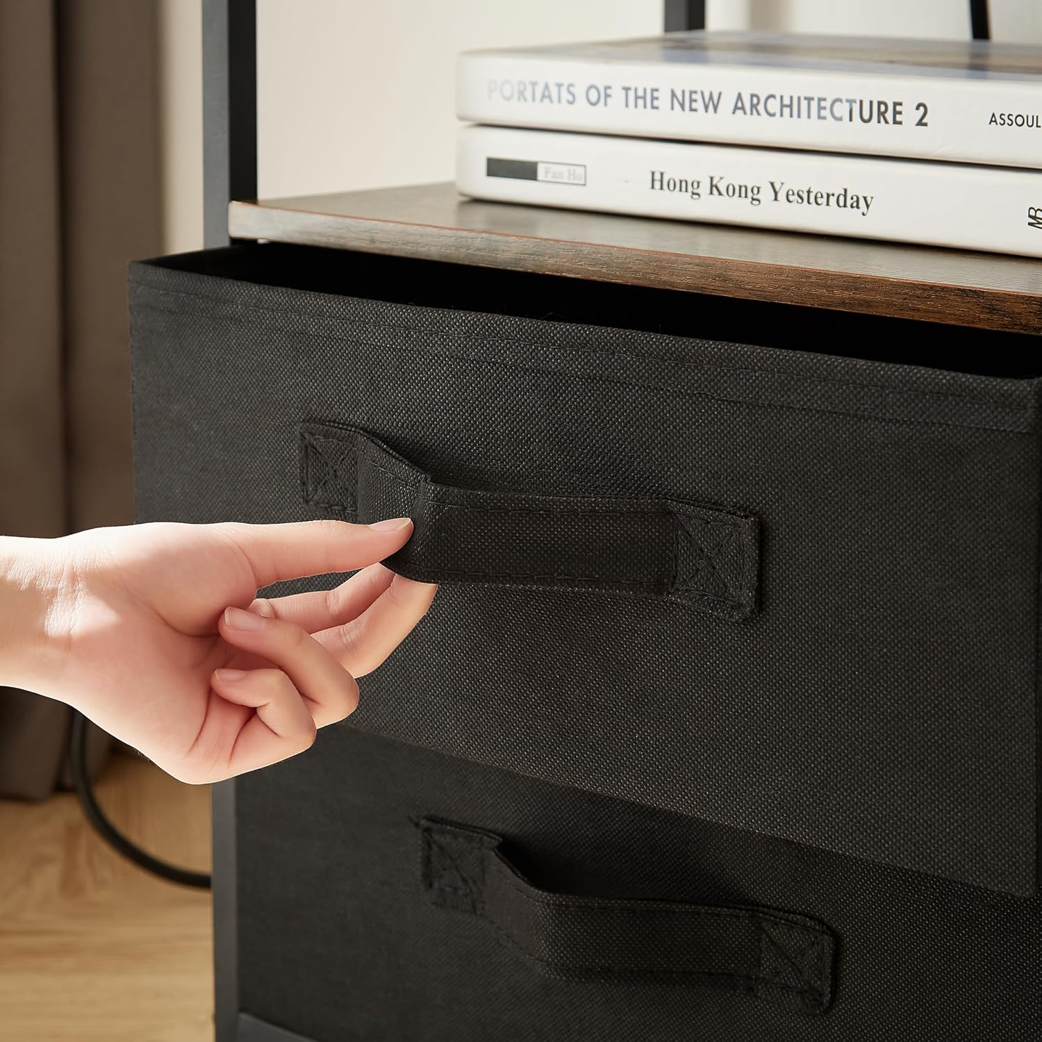 End Table with Charging Station, USB Port and 2 Drawers U233