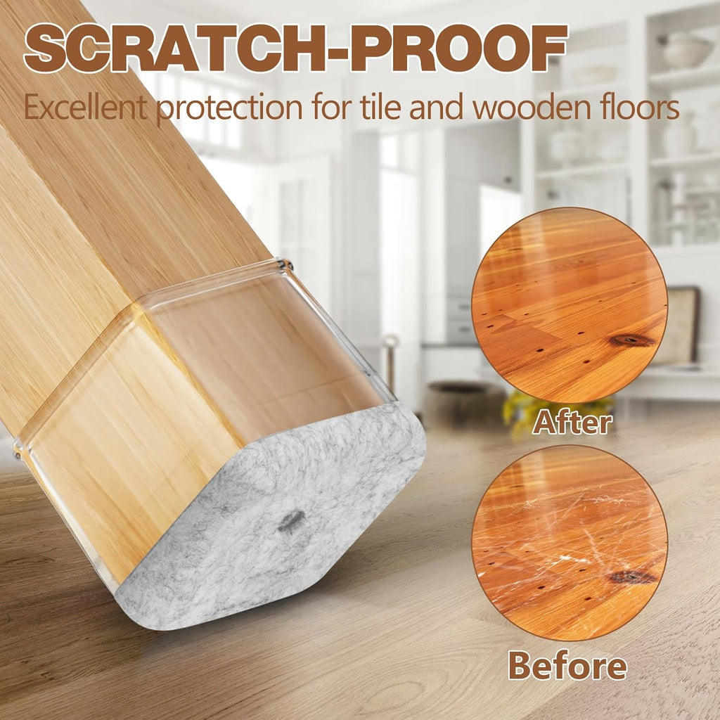 Chair Leg Floor Protectors for Hardwood Floors, Felt Furniture Pads, Silicone Caps O563062