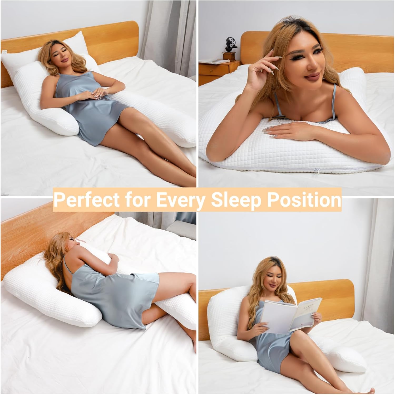 Full Body Pillow for Side and Back Sleepers, White L12535