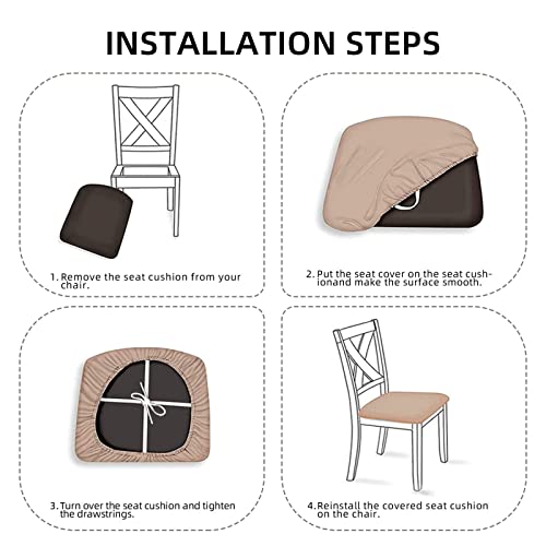 Stretch Dining Chair Seat Covers Set of 6, Washable Slipcovers F6893