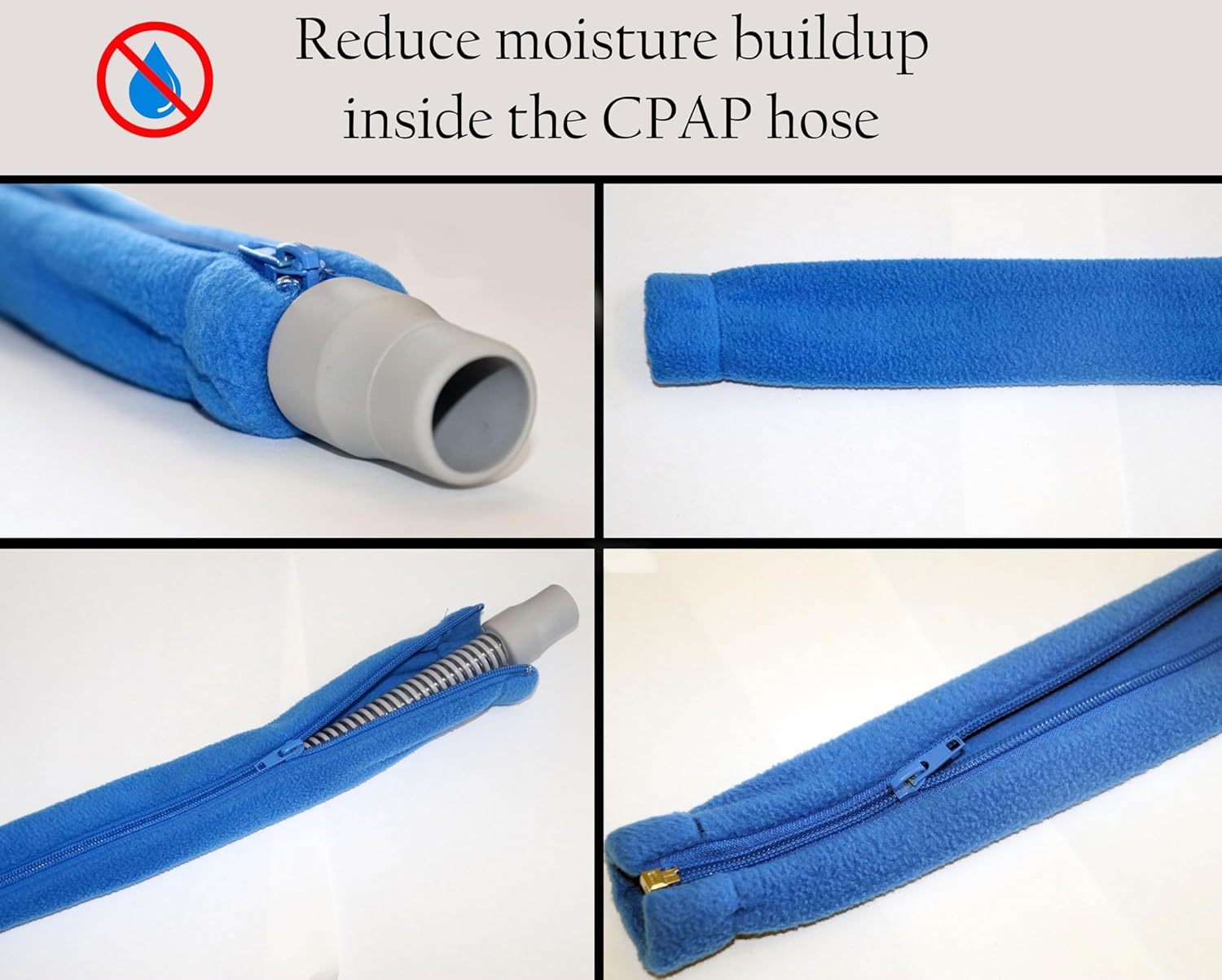 6ft CPAP Hose Cover with Fleece Wrap and Clips N5448