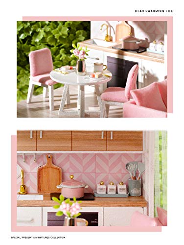 Wooden DIY Dollhouse Kit, 1:32 Scale Miniature with Furniture, Dust Proof Cover P86056