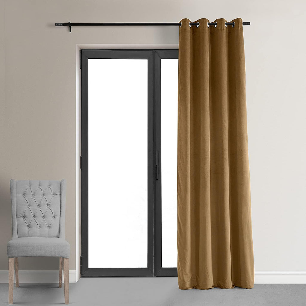 Grommet Blackout Velvet Curtains for Living Room, 50 x 96, Amber Gold U82961
