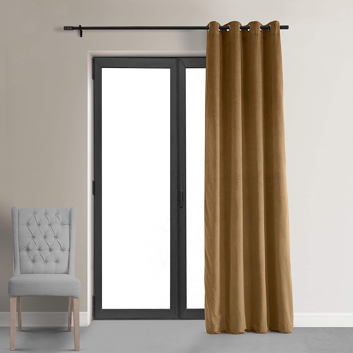 Grommet Blackout Velvet Curtains for Living Room, 50 x 96, Amber Gold U82961