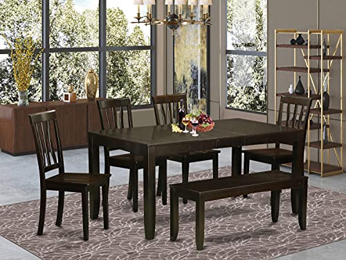 5 Piece Dining Set with Wooden Table and 4 Fabric Chairs J619954