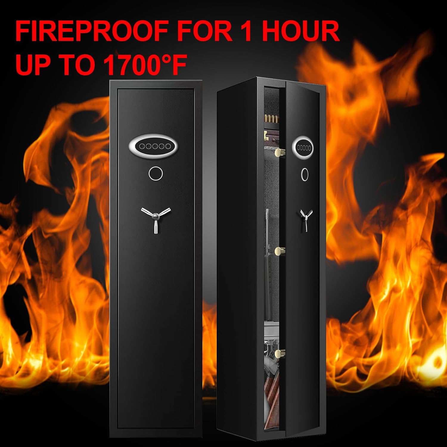 Extra Large Gun Safe for Rifles and Pistols, Heavy Duty with Removable Rack and LED Light H148