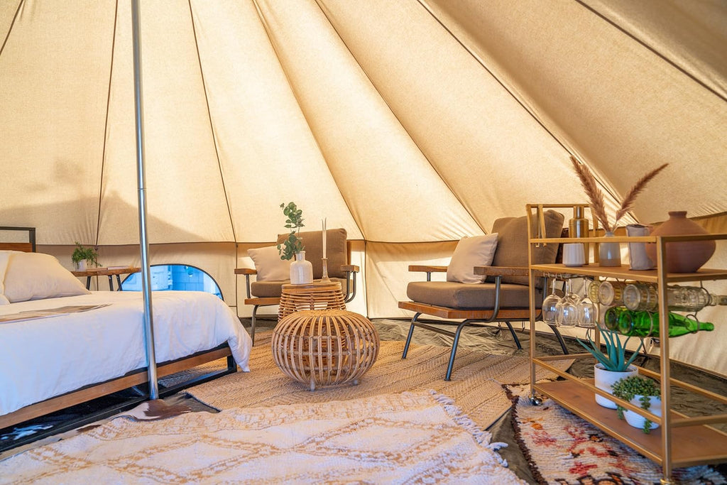 Canvas Bell Tent with Stove Jack, Waterproof, 4 Season Camping N994