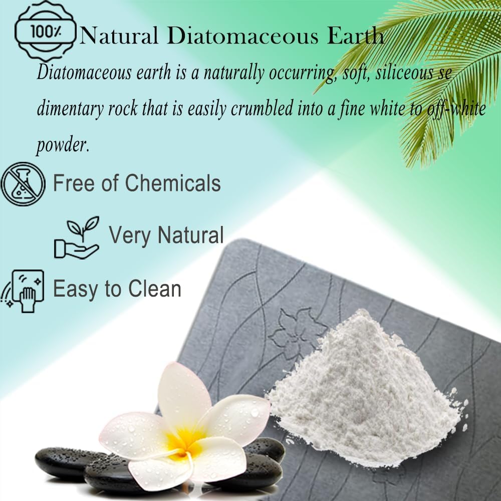 Diatomaceous Earth Bath Mat Large Non-Slip Absorbent Shower Floor Mat H2826