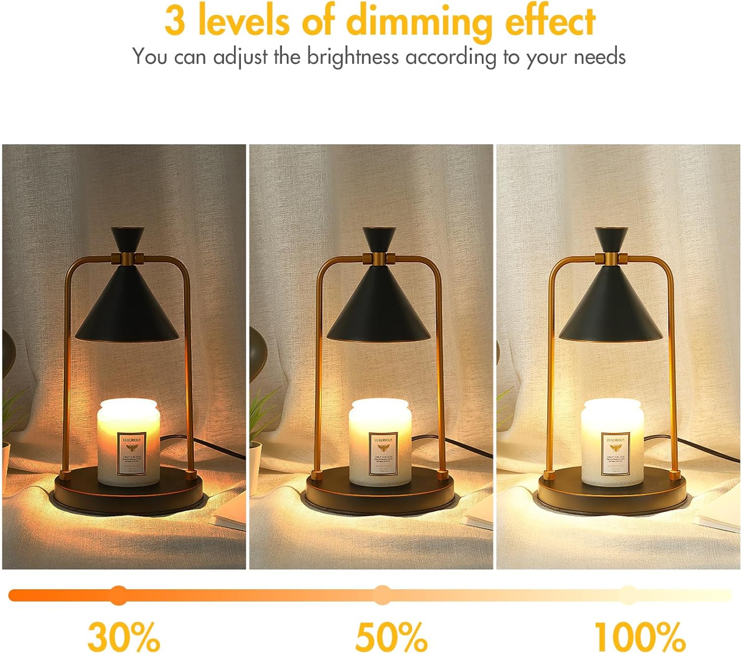 Candle Warmer Lamp with Timer, 3-Speed Dimming, 2 Bulbs Included U942699