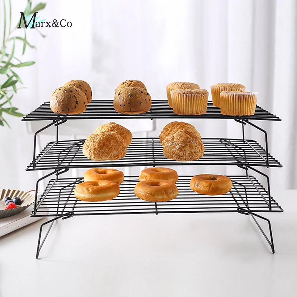 3-Tier Stackable Cooling Rack with Folding Legs, Stainless Steel, 15"x10" Z725693