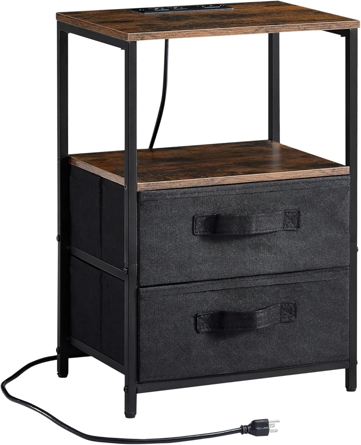 End Table with Charging Station, USB Port and 2 Drawers U233