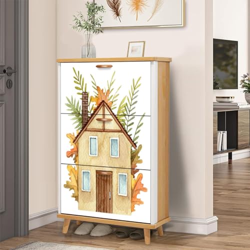 Shoe Cabinet with 3 Drawers, Wooden Entryway Organizer O45951