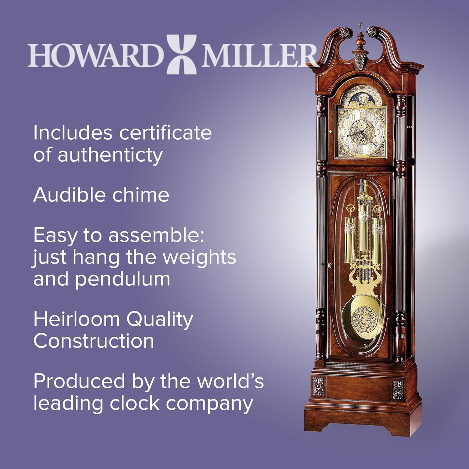 Grandfather Floor Clock with Cable-Drive Triple-Chime Movement K138559