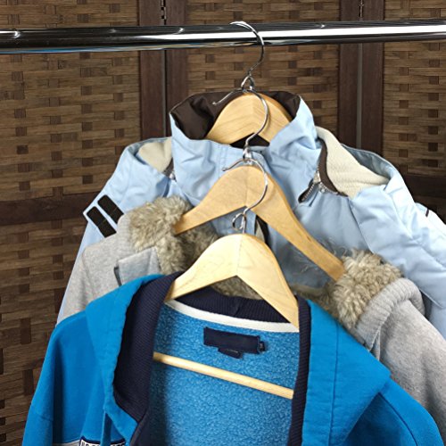 Wooden Hangers 50 Pack with Pants Bar and Shoulder Notches X361045