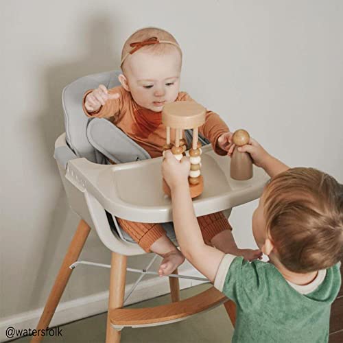 Convertible Wooden High Chair with Adjustable Legs and Dishwasher Safe Tray Q353