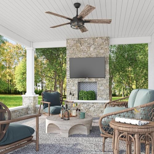52 Inch Indoor Outdoor LED Ceiling Fan with Light and Remote Control K119
