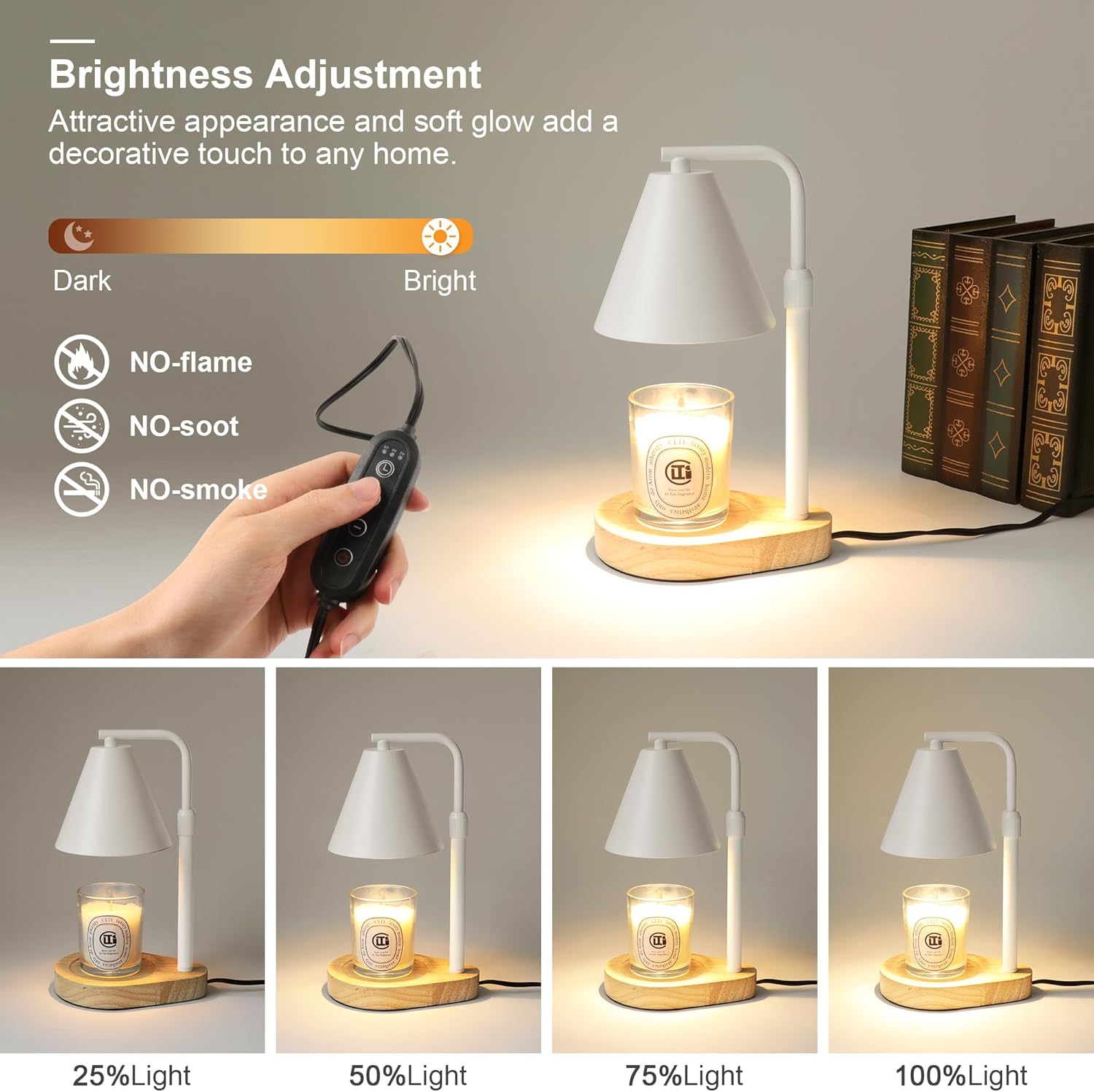 Candle Warmer Lamp with Timer, Adjustable Height, Dimmable, 2 Bulbs I998386