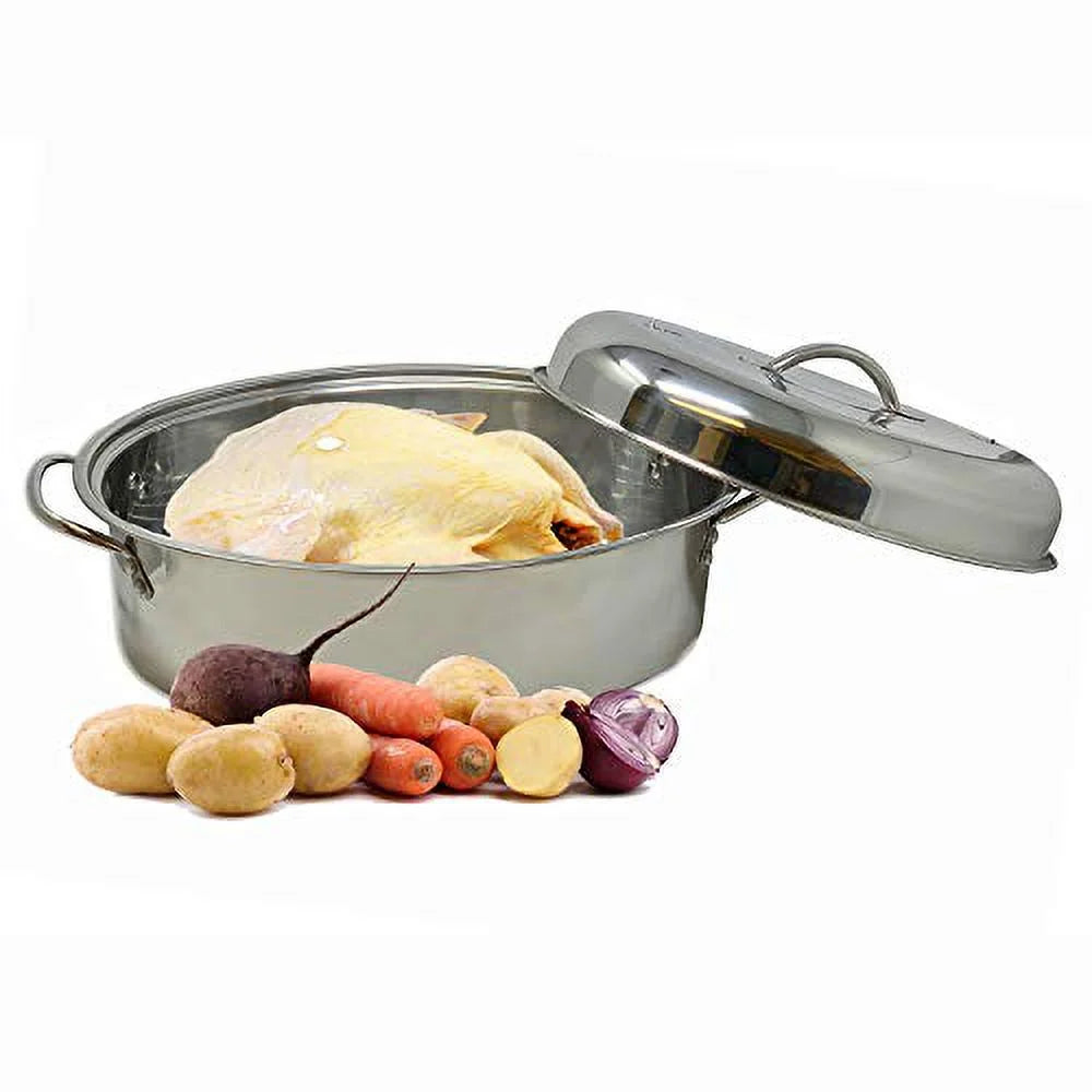 Stainless Steel High Dome Roaster Pan with Lid and Wire Rack P564288