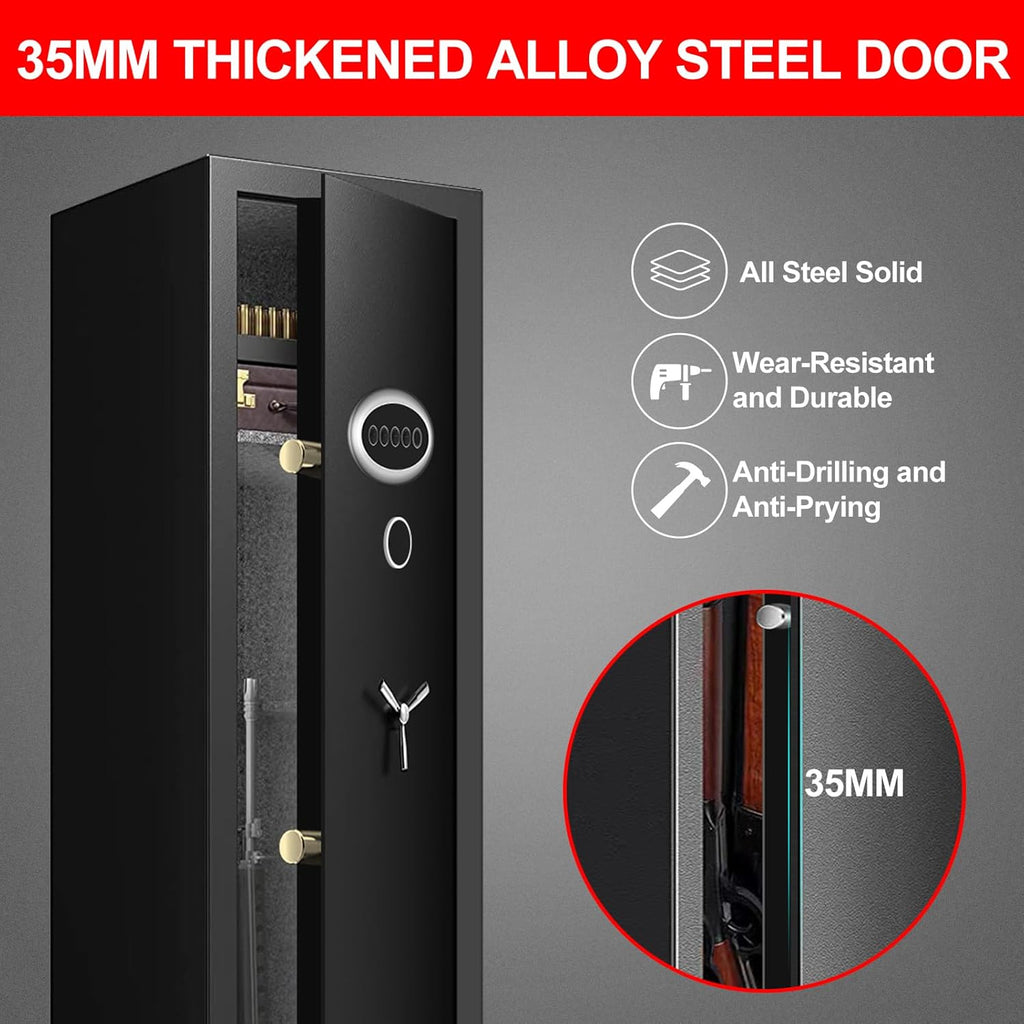 Extra Large Gun Safe for Rifles and Pistols, Heavy Duty with Removable Rack and LED Light H148