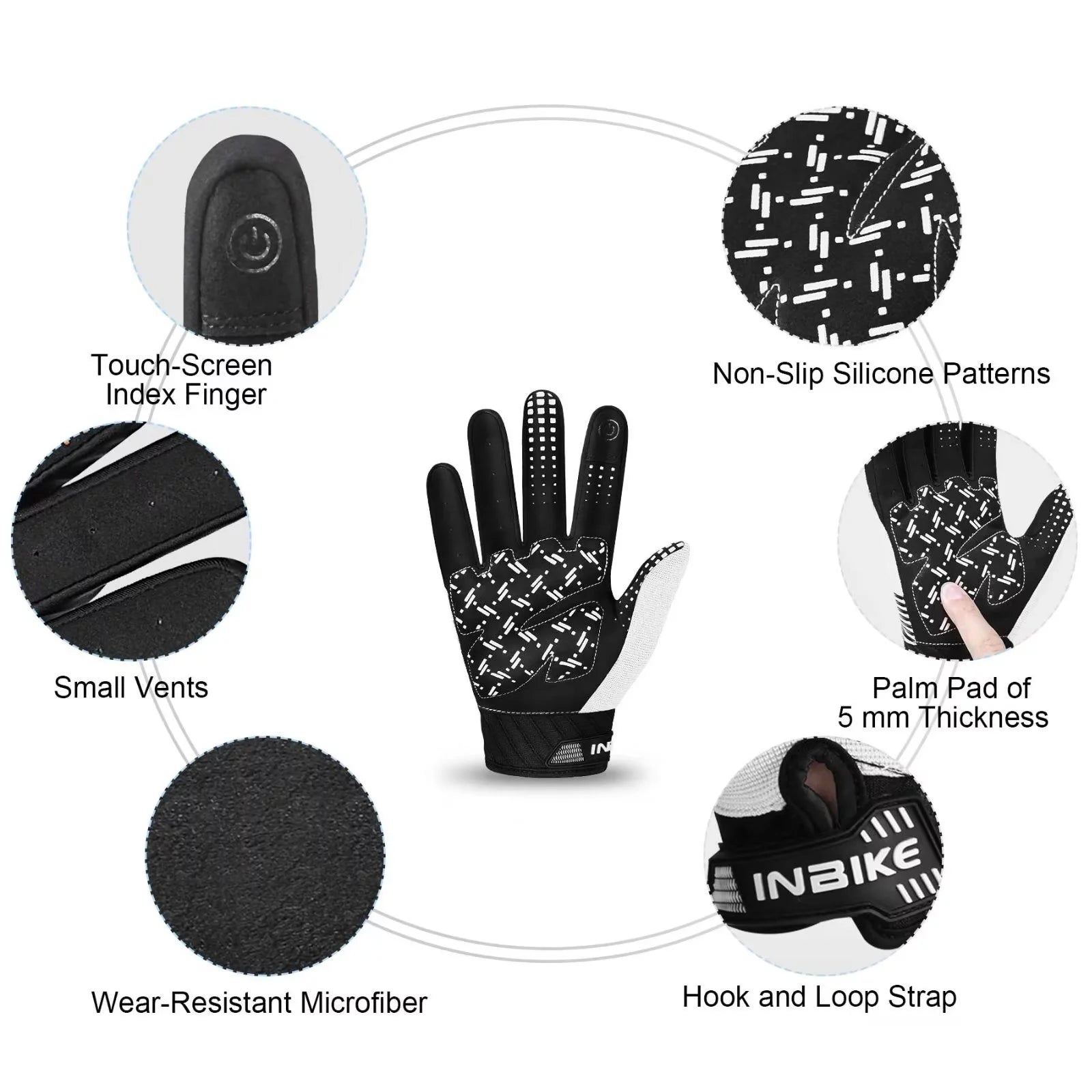 Cycling Gloves Road Bike Lightweight Touchscreen Non-Slip Palm Pad L61458