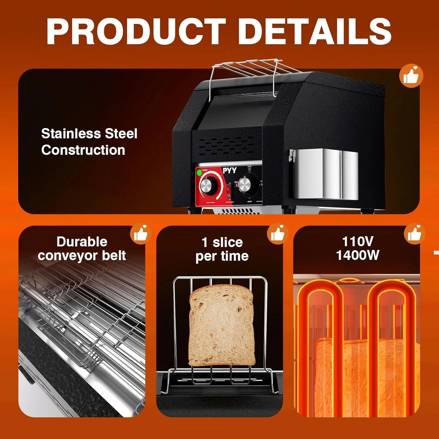 Electric Conveyor Toaster for Restaurant Bun Bagel Bread J3876