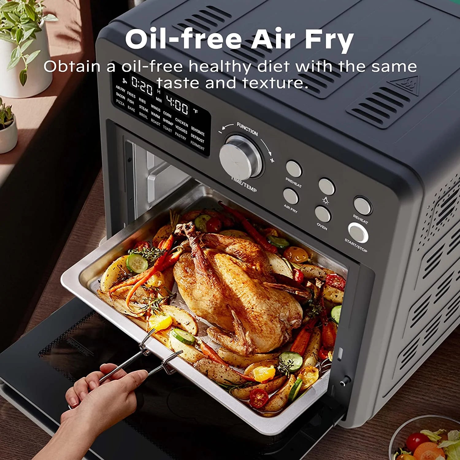 16 Quart Air Fryer Toaster Oven Combo, 1600W, Black B30948
