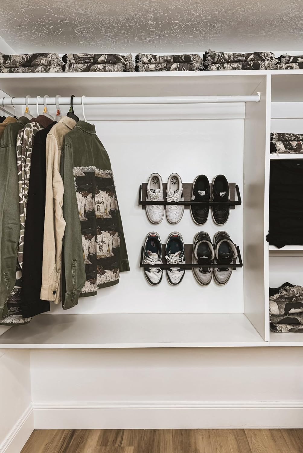 Wall Shoe Rack Set of 2, Wall Mounted Shoe Organizer for Small Spaces S20532