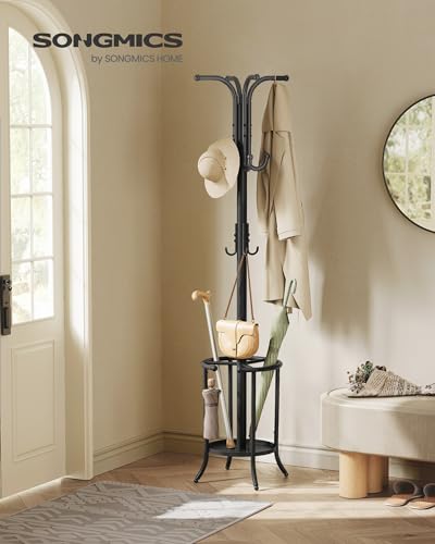 Freestanding Coat Rack with 12 Hooks and Umbrella Holder O45112