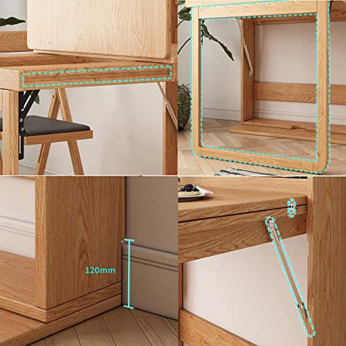 Wall Mounted Fold Out Dining Table with Storage Shelf D489657
