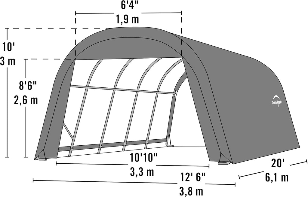 12x20x10 ft Round Style Shelter P90094