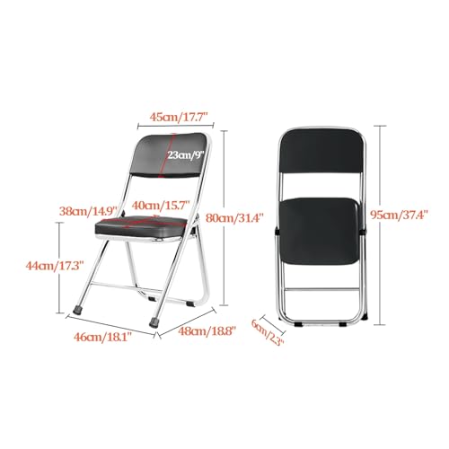 Folding Chairs with Padded Seats, Metal, Space Saving for Indoor Outdoor Use O657