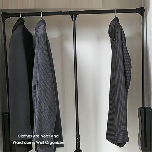 Pull Down Closet Rod, Extendable Wardrobe Organizer Rack X243