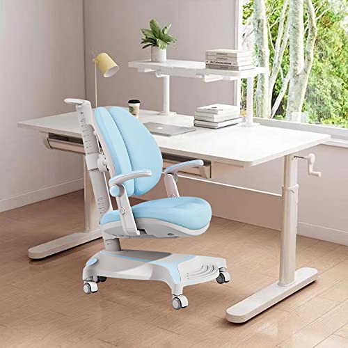 Kids Study Desk with Chair, Ergonomic Adjustable Wood Desk and Chair J6008