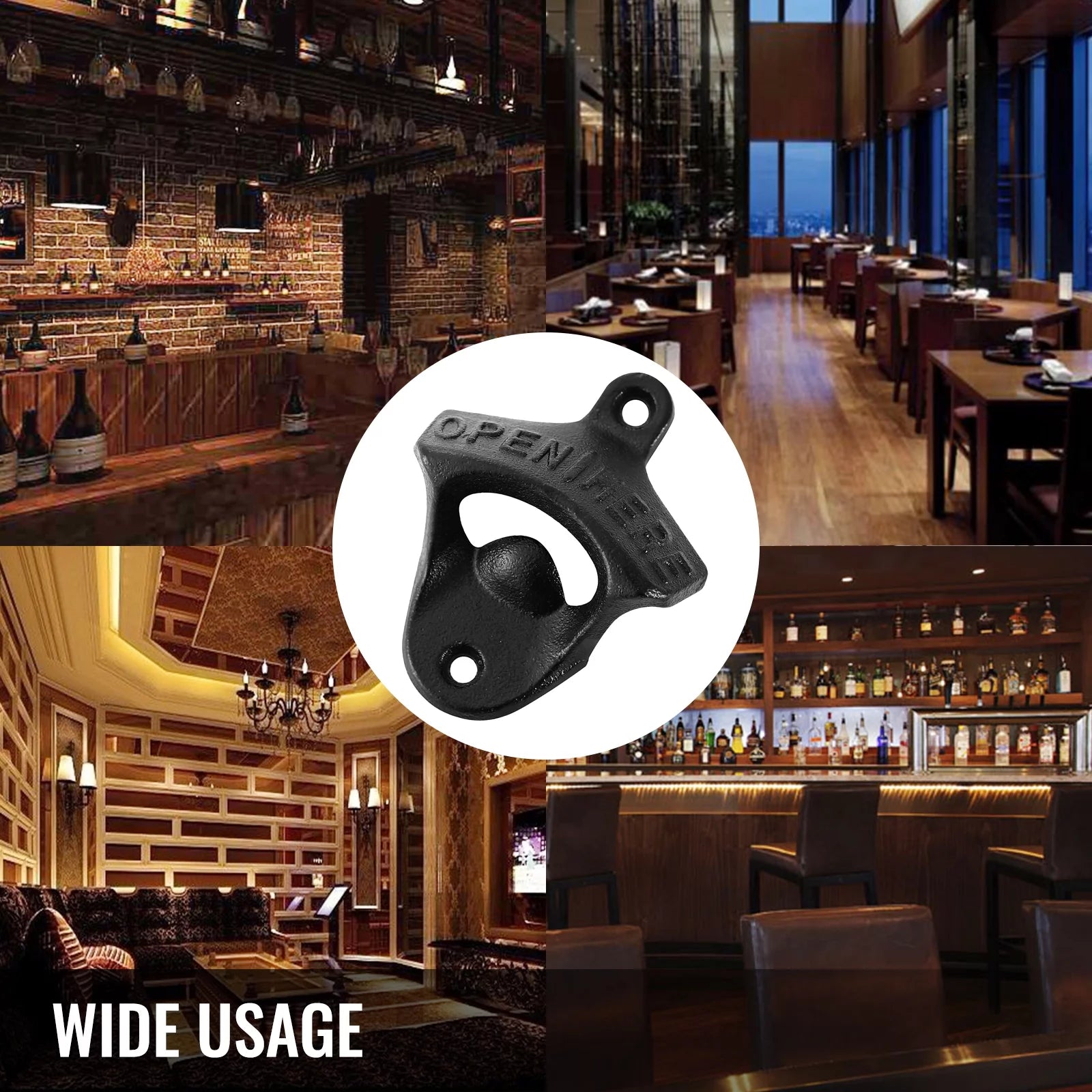 Wall Mounted Bottle Opener Set of 100, Rustic Cast Iron Vintage Finish for Home Bars I2158