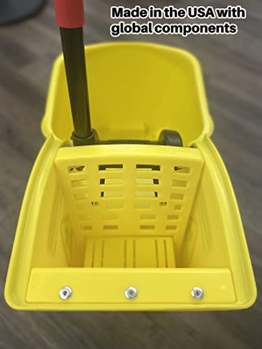 31 QT Tandem Mop Bucket and Wringer Combo on Wheels, Yellow M495