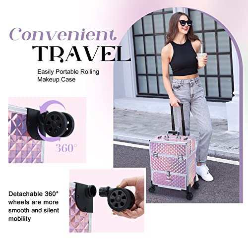 Professional Rolling Makeup Case with Compartments for Cosmetologists G289554
